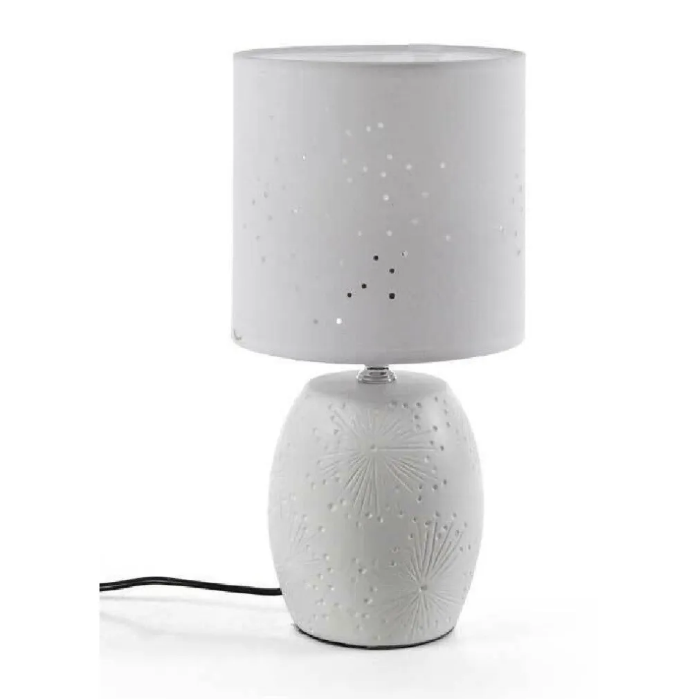 LAMPADA LUMETTO ABAT-JOUR 15X31CM DA TAVOLO E14 BASE IN CERAMICA 2 COLORI 806032