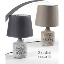LAMPADA LUMETTO ABAT-JOUR 22X34CM DA TAVOLO BASE CERAMICA HOME SWEET 3COL 779138
