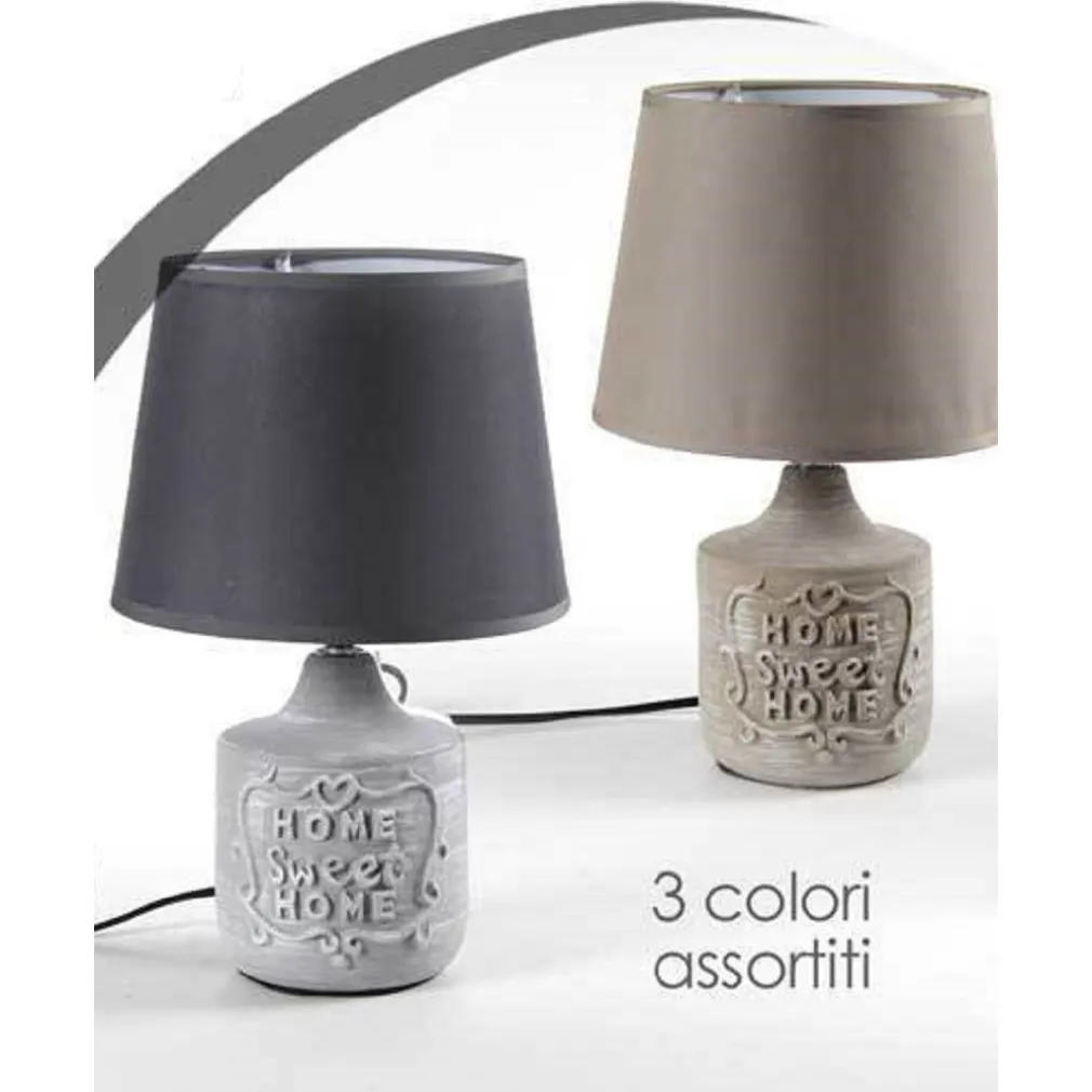 LAMPADA LUMETTO ABAT-JOUR 22X34CM DA TAVOLO BASE CERAMICA HOME SWEET 3COL 779138