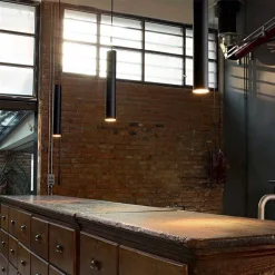 LAMPADA MODERNA SOSPENSIONE 120CM SLIM TONDO LED 5WATT LUCE 3000K CUCINA PUB BAR