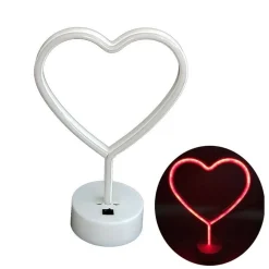 LAMPADA NOTTE LUCE ROSSO LED FORMA DI CUORE TAVOLO NEON NOTTURNA DECORAZIONE