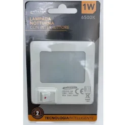 LAMPADA NOTTURNA A LED 1W LUCE FREDDA 6500K CON INTERRUTTORE PUNTO LUCE XYD103