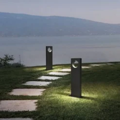 LAMPADA PALO DA GIARDINO A LED CERCHIO 50 CM 12 W NERO LUCE 6500K 4000K 3000K ES60