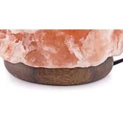 LAMPADA PIETRA DI SALE HIMALAYANO CON BASE IN CEDRO ALLEVIA STRESS PURIFICA ARIA