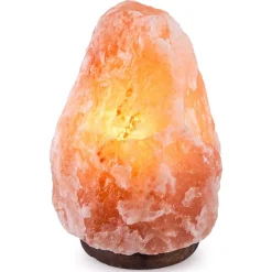 LAMPADA PIETRA DI SALE HIMALAYANO CON BASE IN CEDRO ALLEVIA STRESS PURIFICA ARIA