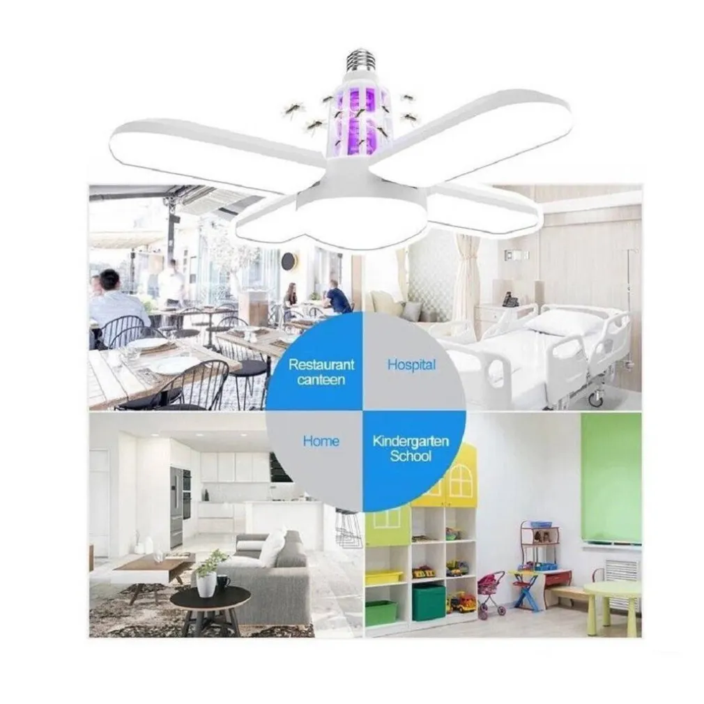 LAMPADA PLAFONIERA CON ATTACCO E27 LUCE LED ATTIRA ZANZARE KILLER ZANZARIERA