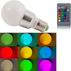 LAMPADA RGB LED 220V E27 FARETTO SPOT LIGHT 3 W WATT CON TELECOMANDO LAMPADINA