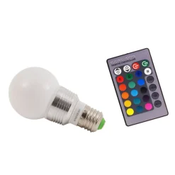 LAMPADA RGB LED 220V E27 FARETTO SPOT LIGHT 3 W WATT CON TELECOMANDO LAMPADINA