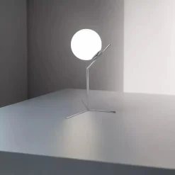 LAMPADA SCRIVANIA RAMO CON SFERA E27 ARGENTO LUCIDO LUCE TAVOLO MINIMAL LED 10236
