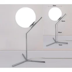 LAMPADA SCRIVANIA RAMO CON SFERA E27 ARGENTO LUCIDO LUCE TAVOLO MINIMAL LED 10236