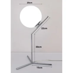LAMPADA SCRIVANIA RAMO CON SFERA E27 ARGENTO LUCIDO LUCE TAVOLO MINIMAL LED 10236