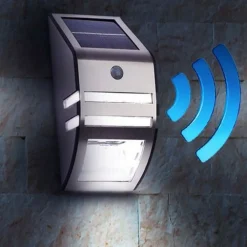 LAMPADA SOLARE FARO LED PARETE ESTERNO GIARDINO FARETTO CON SENSORE DI MOVIMENTO