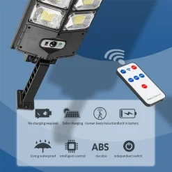 LAMPADA SOLARE LED IMPERMEABILE GIARDINO CORTILE SENSORE MOVIMENTO TELECOMANDO