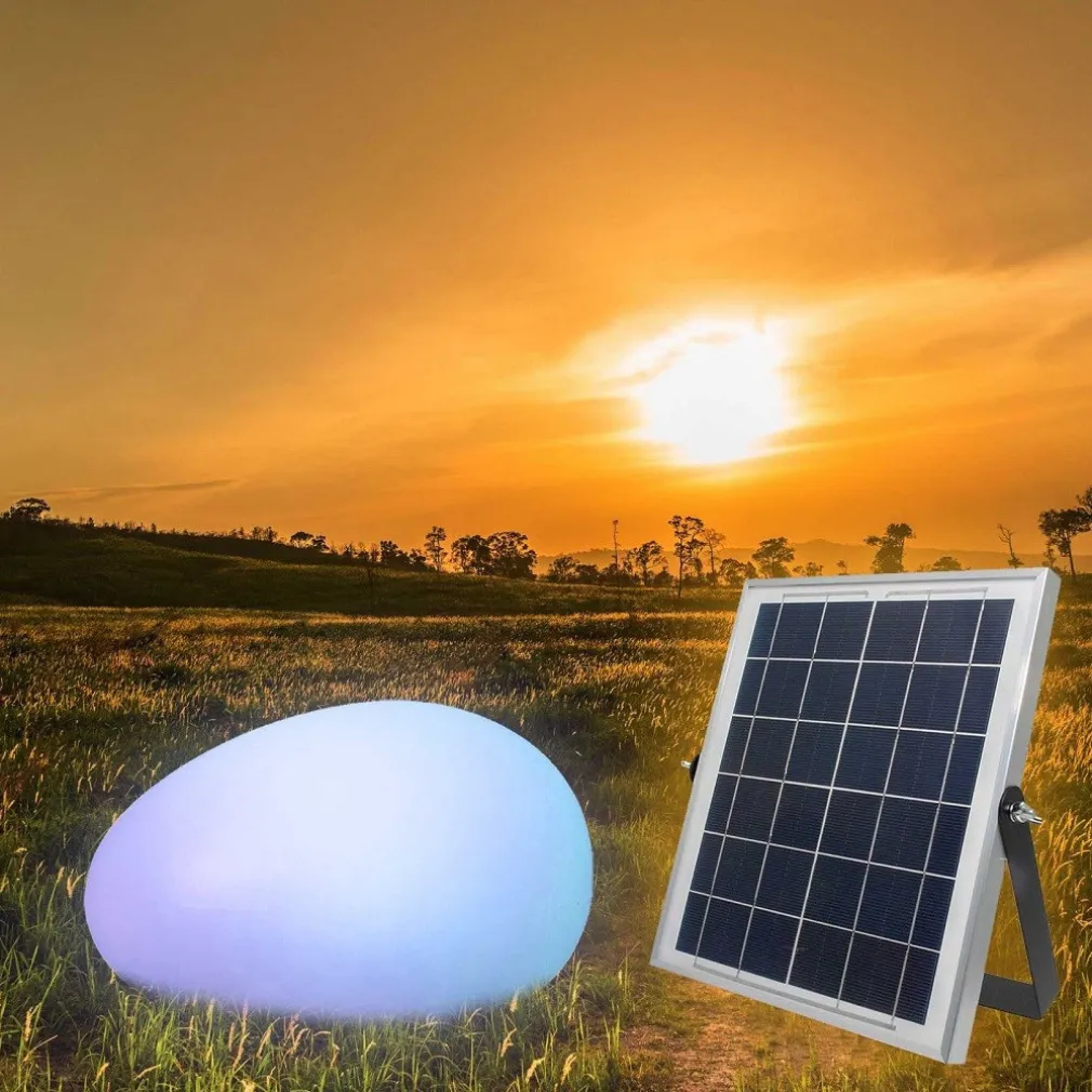 LAMPADA SOLARE LUCE RGB SENSORE CREPUSCOLARE PANNELLO SOLARE RICARICABILE LED 14W