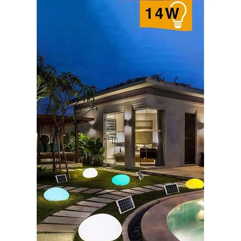 LAMPADA SOLARE LUCE RGB SENSORE CREPUSCOLARE PANNELLO SOLARE RICARICABILE LED 14W