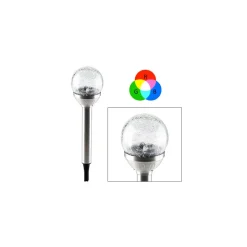 LAMPADA SOLARE PICCHETTO LUCE LED RGB CAMBIO COLORE 34X8CM ACCIAIO VETRO RUVIDO