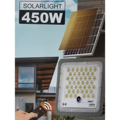 LAMPADA STRADALE 450W LED CON PANNELLO SOLARE PROIETTORE IP CAMERA WIFI Q-SX77