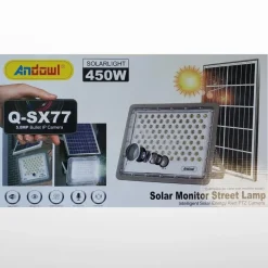 LAMPADA STRADALE 450W LED CON PANNELLO SOLARE PROIETTORE IP CAMERA WIFI Q-SX77