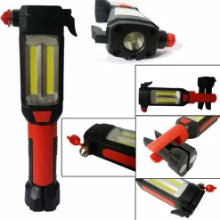 LAMPADA TORCIA LAVORO CALAMITA LED RICARICABILE MARTELLO ROMPI VETRO CINTURA USB