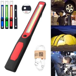 LAMPADA TORCIA LAVORO CALAMITA PORTATILE LED RICARICABILE DOPPIO LED COB RG809-2