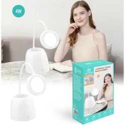 LAMPADA TOUCH TX-9082 TAVOLO LED USB SPECCHIO RICARICABILE 3 LUMINOSITÀ SNODABILE