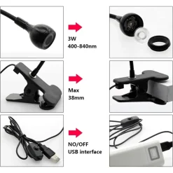 LAMPADA UNGHIE UV 3W LED USB TESTA REGOLABILE GEL COLLA UV PROFESSIONALE MANICURE