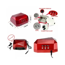 LAMPADA UV LED RICOSTRUZIONE UNGHIE NAIL ART TIMER 36W DIAMANTE TECNOLOGIA CCFL