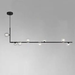 LAMPADARIO 8 SFERE G9 IN VETRO DA SOFFITTO IN METALLO NERO DESIGN MODERNO 71621