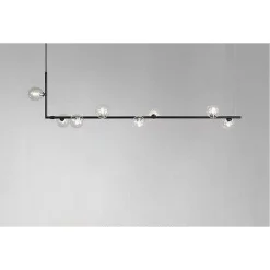 LAMPADARIO 8 SFERE G9 IN VETRO DA SOFFITTO IN METALLO NERO DESIGN MODERNO 71621
