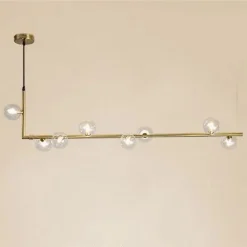 LAMPADARIO 8 SFERE G9 IN VETRO DA SOFFITTO IN METALLO ORO DESIGN MODERNO 71638