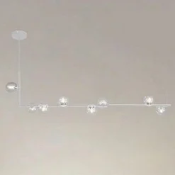 LAMPADARIO 8 SFERE G9 IN VETRO DA SOFFITTO IN METALLO BIANCO DESIGN MODERNO 71614