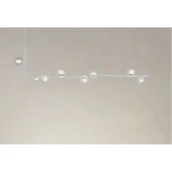 LAMPADARIO 8 SFERE G9 IN VETRO DA SOFFITTO IN METALLO BIANCO DESIGN MODERNO 71614