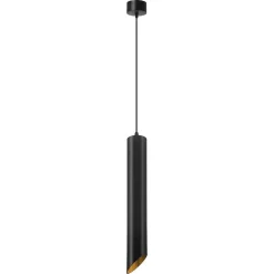 LAMPADARIO A CILINDRO ASIMMETRICO DA SOFFITTO NERO CON INTERNO ORO ATTACCO GU10 TS187