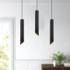 LAMPADARIO A CILINDRO ASIMMETRICO DA SOFFITTO NERO CON INTERNO ORO ATTACCO GU10 TS187