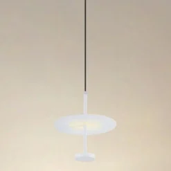 LAMPADARIO A SOSPENSIONE LUCE 4000K LED 12W DISCO PARALUME PIATTO BIANCO ROTONDO 33092