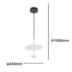 LAMPADARIO A SOSPENSIONE LUCE 4000K LED 12W DISCO PARALUME PIATTO BIANCO ROTONDO 33092