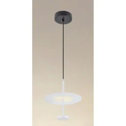 LAMPADARIO A SOSPENSIONE LUCE 4000K LED 12W DISCO PARALUME PIATTO BIANCO ROTONDO 33092