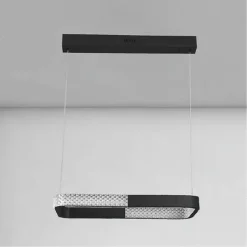 LAMPADARIO A SOSPENSIONE LED 28W RETTANGOLARE NERO CRISTALLO CON TELECOMANDO 32071