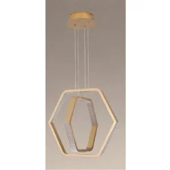 LAMPADARIO A SOSPENSIONE LED 48 W ESAGONALE EFFETTO CRISTALLO MODERNO ORO 31852