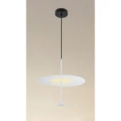 LAMPADARIO A SOSPENSIONE LUCE 4000K LED 18W DISCO PARALUME PIATTO BIANCO ROTONDO 33153