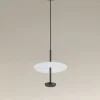 LAMPADARIO A SOSPENSIONE LUCE 6500K LED 12W DISCO PARALUME PIATTO BIANCO NERO TONDO 33122