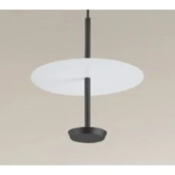 LAMPADARIO A SOSPENSIONE LUCE 6500K LED 12W DISCO PARALUME PIATTO BIANCO NERO TONDO 33122