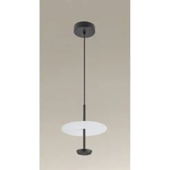 LAMPADARIO A SOSPENSIONE LUCE 6500K LED 12W DISCO PARALUME PIATTO BIANCO NERO TONDO 33122