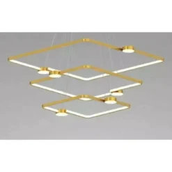 LAMPADARIO A SOSPENSIONE LED 112W 3 QUADRATI CON TELECOMANDO DESIGN MODERNO ORO 71231