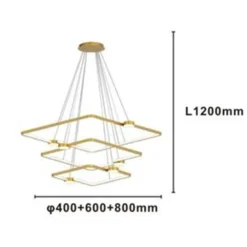 LAMPADARIO A SOSPENSIONE LED 112W 3 QUADRATI CON TELECOMANDO DESIGN MODERNO ORO 71231