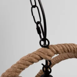 LAMPADARIO A SOSPENSIONE RUSTICO INDUSTRIALE E14 SFERA IN CORDA METALLO B55-3