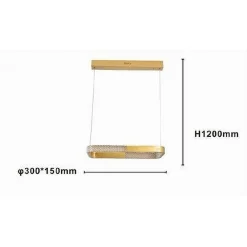 LAMPADARIO A SOSPENSIONE LED 18W RETTANGOLARE ORO CRISTALLO CON TELECOMANDO 32026