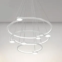LAMPADARIO A SOSPENSIONE LED 96W 3 CERCHI CON TELECOMANDO DESIGN MODERNO BIANCO 71132