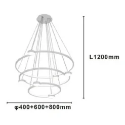 LAMPADARIO A SOSPENSIONE LED 96W 3 CERCHI CON TELECOMANDO DESIGN MODERNO BIANCO 71132