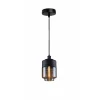 LAMPADARIO A SOSPENSIONE VINTAGE SOFFITTO ATTACCO E27 EFFETTO AMBRATO NERO LP-14